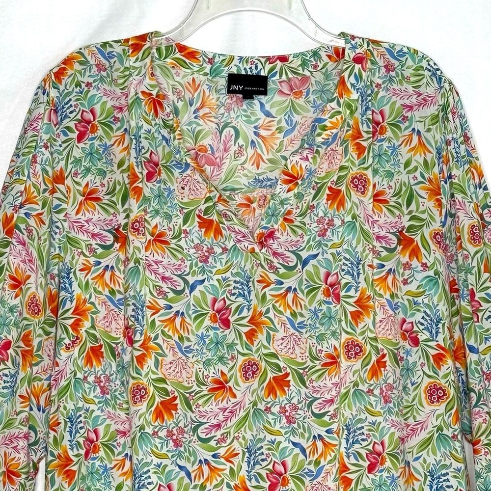 JNY Jones New York Floral Botanical Print Blouse Lightweight Spring Summer Sz 1X - Picture 3 of 8